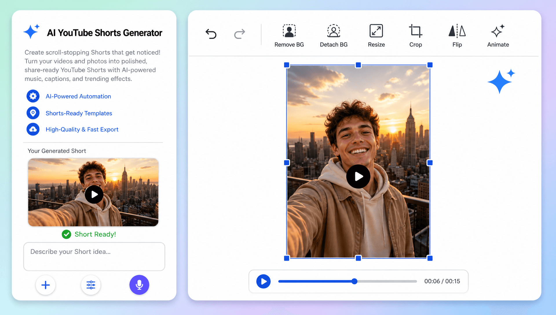 AI YouTube Shorts Generator – Create Viral Short Videos from any URL AI YouTube Shorts Generator – Create Viral Short Videos from any URL